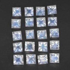 Pedras preciosas de pedra da lua arco-íris branco natural de 2,34 ct, quadrado, transparente