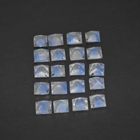 Pedras preciosas de pedra da lua arco-íris branco natural de 2,34 ct, quadrado, transparente