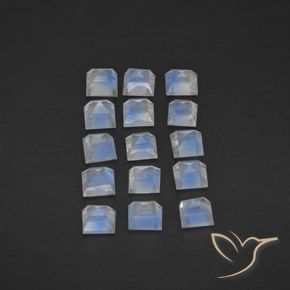 Pedras preciosas de Pedra da Lua Arco-Íris Branco azulado natural de 2.18 ct, Quadrado, Transparente