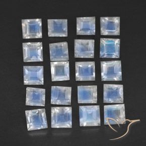 Pedras preciosas de Pedra da Lua Arco-Íris Branco azulado natural de 2.70 ct, Quadrado, Transparente