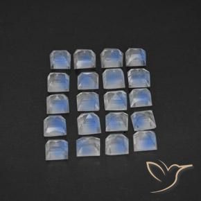 Pedras preciosas de Pedra da Lua Arco-Íris Branco azulado natural de 3.12 ct, Quadrado, Transparente