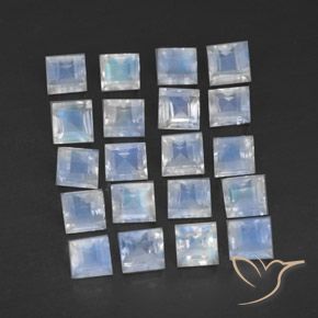 Pedras preciosas de Pedra da Lua Arco-Íris Branco azulado natural de 2.84 ct, Quadrado, Transparente