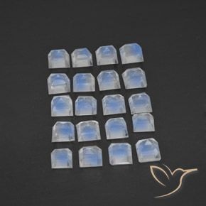 Pedras preciosas de Pedra da Lua Arco-Íris Branco azulado natural de 2.84 ct, Quadrado, Transparente