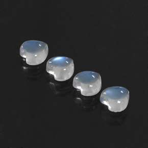 Pedras preciosas de pedra da lua arco-íris branco natural de  ct, formato de coração, transparente