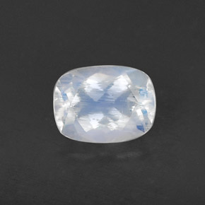 Pedra da lua arco-íris branco natural 1,07ct, almofada cortada, transparente