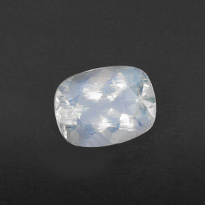 Pedra da lua arco-íris branco natural 1,07ct, almofada cortada, transparente
