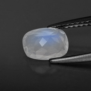 Pedra da lua arco-íris branco natural 1,07ct, almofada cortada, transparente