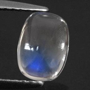 Pedra da lua arco-íris branco natural 0,90ct, almofada cortada, transparente
