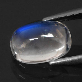 Pedra da lua arco-íris branco natural 0,90ct, almofada cortada, transparente