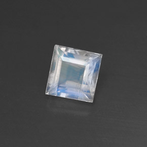 Pedra da lua arco-íris branco natural 0,77ct, quadrado, transparente