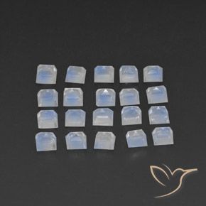 Pedras preciosas de Pedra da Lua Arco-Íris Branco azulado natural de 3.61 ct, Quadrado, Transparente