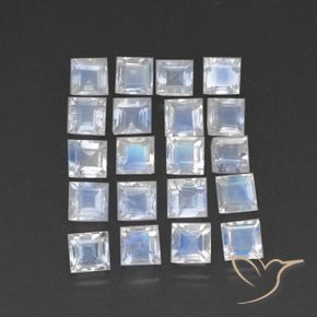 Pedras preciosas de Pedra da Lua Arco-Íris Branco azulado natural de 3.80 ct, Quadrado, Transparente