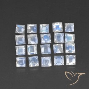 Pedras preciosas de Pedra da Lua Arco-Íris Branco azulado natural de 2.28 ct, Quadrado, Transparente