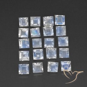 Pedras preciosas de Pedra da Lua Arco-Íris Branco azulado natural de 2.65 ct, Quadrado, Transparente