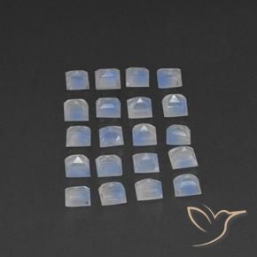 Pedras preciosas de Pedra da Lua Arco-Íris Branco azulado natural de 3.33 ct, Quadrado, Transparente