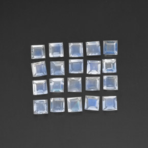 Pedras preciosas de pedra da lua arco-íris branco natural de 2,48 ct, quadrado, transparente