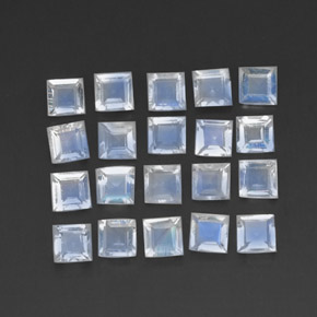 Pedras preciosas de pedra da lua arco-íris branco natural de 2,48 ct, quadrado, transparente