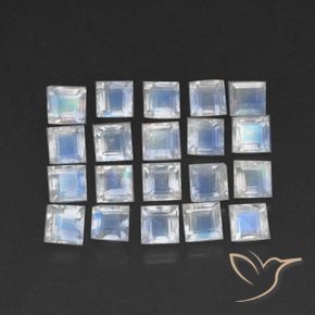 Pedras preciosas de Pedra da Lua Arco-Íris Branco azulado natural de 3.74 ct, Quadrado, Transparente