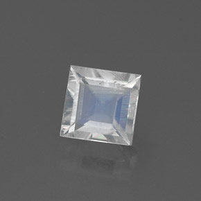 Pedra da lua arco-íris branco natural 0,47ct, quadrado, transparente