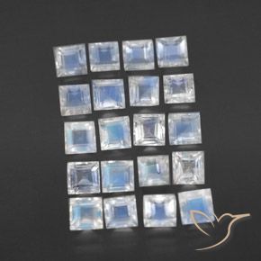 Pedras preciosas de Pedra da Lua Arco-Íris Branco azulado natural de 2.90 ct, Quadrado, Transparente