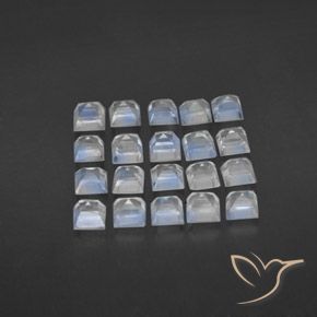 Pedras preciosas de Pedra da Lua Arco-Íris Branco azulado natural de 3.44 ct, Quadrado, Transparente