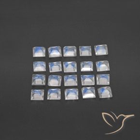 Pedras preciosas de Pedra da Lua Arco-Íris Branco azulado natural de 2.85 ct, Quadrado, Transparente