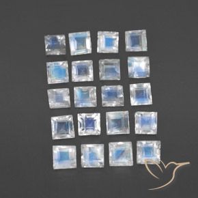 Pedras preciosas de Pedra da Lua Arco-Íris Branco azulado natural de 3.33 ct, Quadrado, Transparente