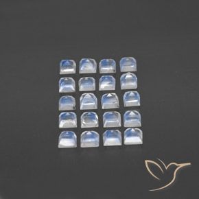 Pedras preciosas de Pedra da Lua Arco-Íris Branco azulado natural de 3.33 ct, Quadrado, Transparente
