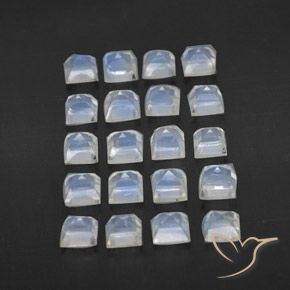 Pedras preciosas de Pedra da Lua Arco-Íris Branco azulado natural de 3.35 ct, Quadrado, Transparente