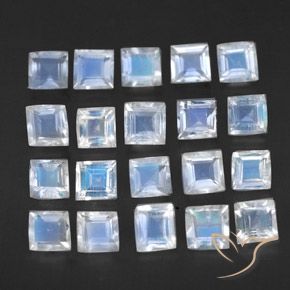 Pedras preciosas de Pedra da Lua Arco-Íris Branco azulado natural de 2.32 ct, Quadrado, Transparente