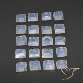 Pedras preciosas de Pedra da Lua Arco-Íris Branco azulado natural de 3.35 ct, Quadrado, Transparente