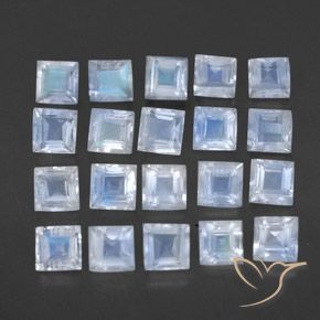 Pedras preciosas de Pedra da Lua Arco-Íris Branco azulado natural de 3.09 ct, Quadrado, Transparente