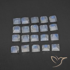 Pedras preciosas de Pedra da Lua Arco-Íris Branco azulado natural de 3.09 ct, Quadrado, Transparente