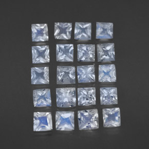 Pedras preciosas de pedra da lua arco-íris branco natural de 2,51 ct, quadrado, transparente