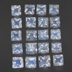Pedras preciosas de pedra da lua arco-íris branco natural de 2,51 ct, quadrado, transparente