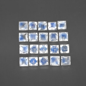 Pedras preciosas de pedra da lua arco-íris azul natural de 2,89 ct, quadrado, transparente