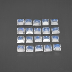 Pedras preciosas de pedra da lua arco-íris azul natural de 2,89 ct, quadrado, transparente