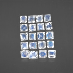 Pedras preciosas de pedra da lua arco-íris branco natural de 2,66 ct, quadrado, transparente