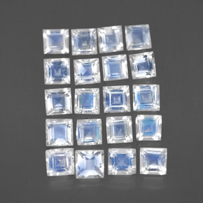 Pedras preciosas de pedra da lua arco-íris branco natural de 2,66 ct, quadrado, transparente