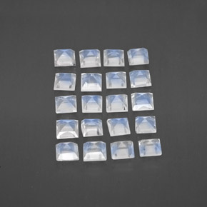 Pedras preciosas de pedra da lua arco-íris branco natural de 2,66 ct, quadrado, transparente