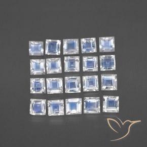 Pedras preciosas de pedra da lua arco-íris branco natural de 2,22 ct, quadrado, transparente