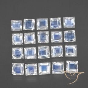 Pedras preciosas de pedra da lua arco-íris branco natural de 2,22 ct, quadrado, transparente