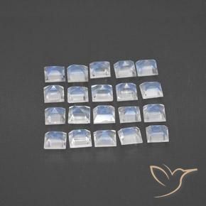 Pedras preciosas de pedra da lua arco-íris branco natural de 2,22 ct, quadrado, transparente