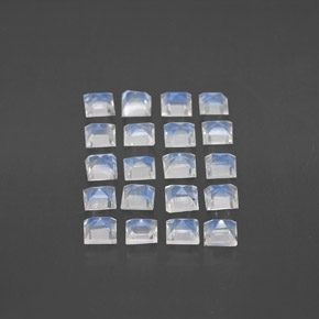 Pedras preciosas de pedra da lua arco-íris branco natural de  ct, quadrado, transparente