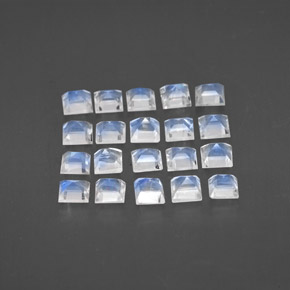 Pedras preciosas de pedra da lua arco-íris branco natural de  ct, quadrado, transparente