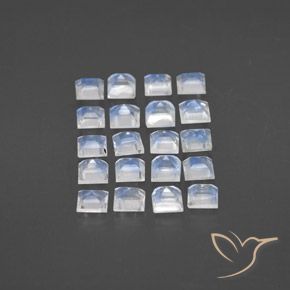 Pedras preciosas de Pedra da Lua Arco-Íris Branco azulado natural de 2.89 ct, Quadrado, Transparente