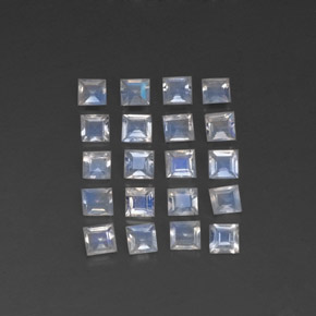 Pedras preciosas de pedra da lua arco-íris branco natural de 2,13 ct, quadrado, transparente