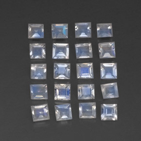 Pedras preciosas de pedra da lua arco-íris branco natural de 2,13 ct, quadrado, transparente