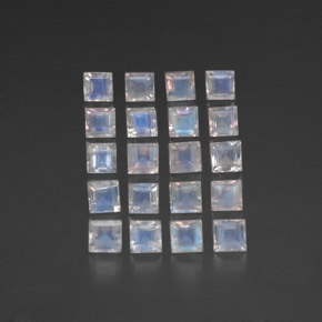 Pedras preciosas de pedra da lua arco-íris branco natural de 3,89 ct, quadrado, transparente
