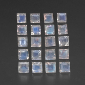 Pedras preciosas de pedra da lua arco-íris branco natural de 3,89 ct, quadrado, transparente